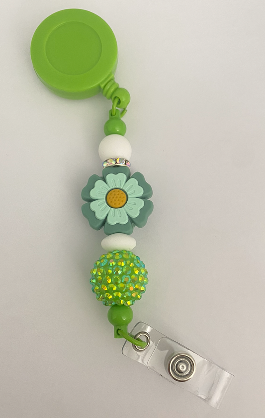 Green Flower Badge Reel